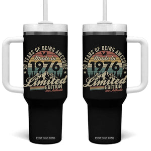 50th Birthday Made In 1976 Tumbler With Handle 50 Years Of Being Awesome Vintage Limited Edition TS11 One Size: 40 oz Black Print Your Wear