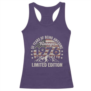 50th Birthday Vintage 1976 Limited Edition Racerback Tank Top 50 Years Of Being Awesome American Flag TS11 Purple Print Your Wear