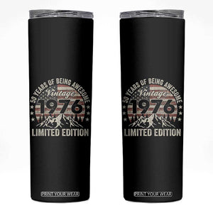 50th Birthday Vintage 1976 Limited Edition Skinny Tumbler 50 Years Of Being Awesome American Flag TS11 Black Print Your Wear