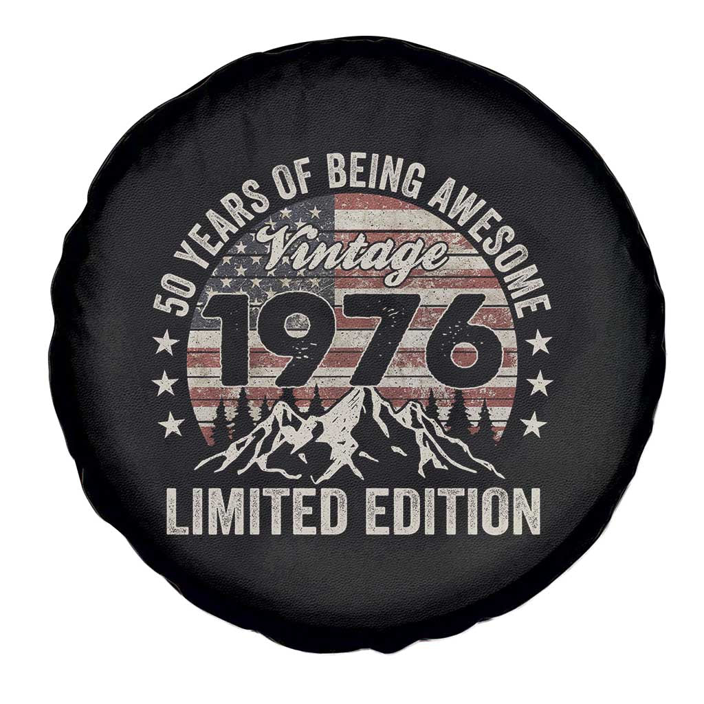 50th Birthday Vintage 1976 Limited Edition Spare Tire Cover 50 Years Of Being Awesome American Flag TS11 Print Your Wear