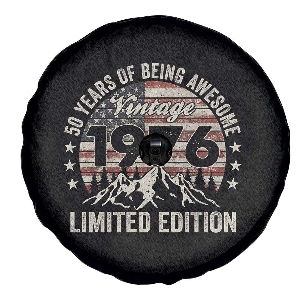 50th Birthday Vintage 1976 Limited Edition Spare Tire Cover 50 Years Of Being Awesome American Flag TS11 Print Your Wear