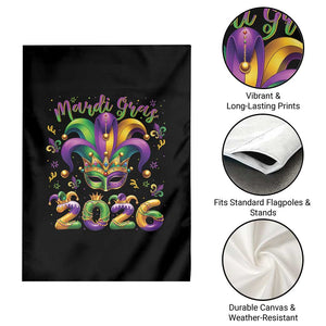 Mardi Gras 2026 Garden Flag Funny Jester Hat Carnival Fleur De Lis TS11 Print Your Wear