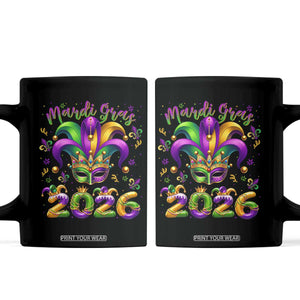 Mardi Gras 2026 Coffee Mug Funny Jester Hat Carnival Fleur De Lis TS11 Black Print Your Wear