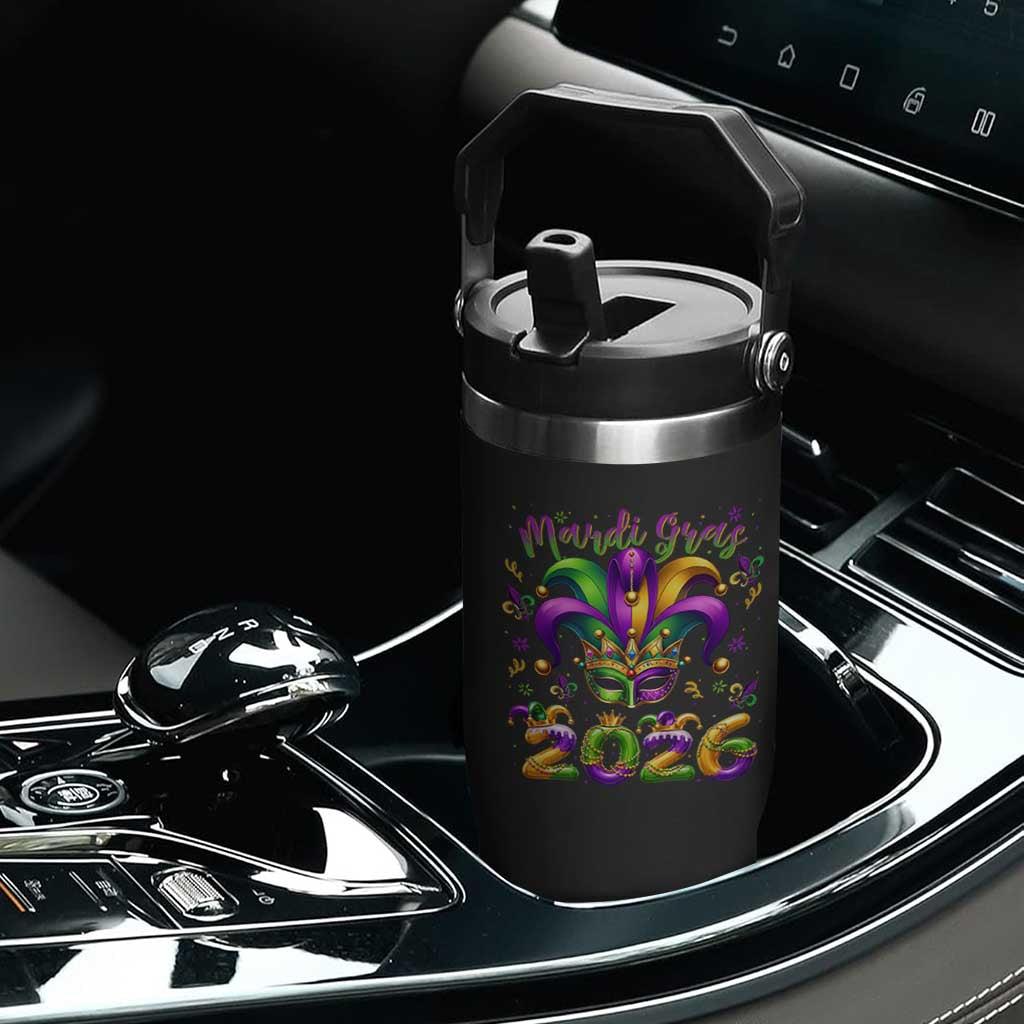 Mardi Gras 2026 Flip Straw Tumbler Funny Jester Hat Carnival Fleur De Lis TS11 Print Your Wear