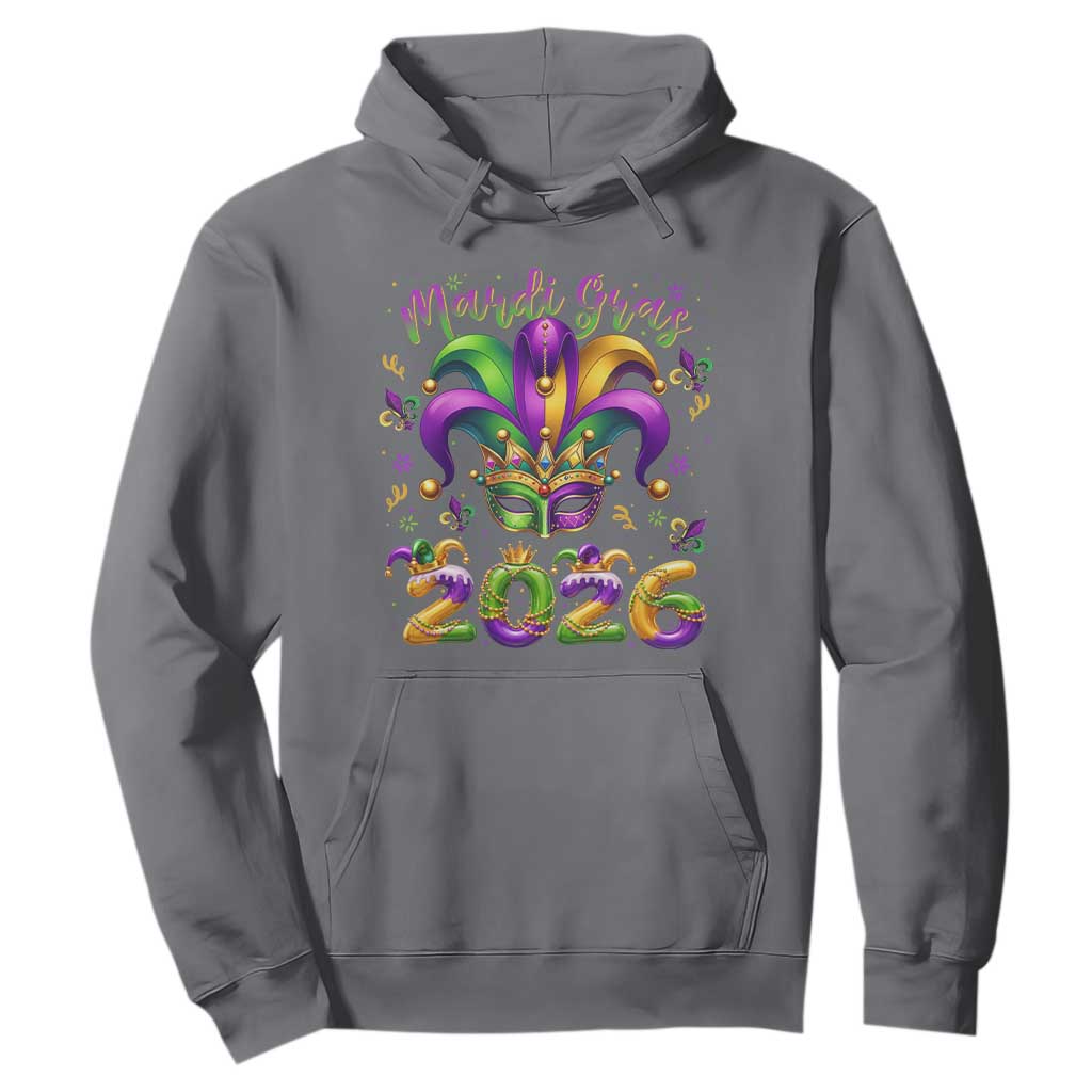 Mardi Gras 2026 Hoodie Funny Jester Hat Carnival Fleur De Lis TS11 Charcoal Print Your Wear