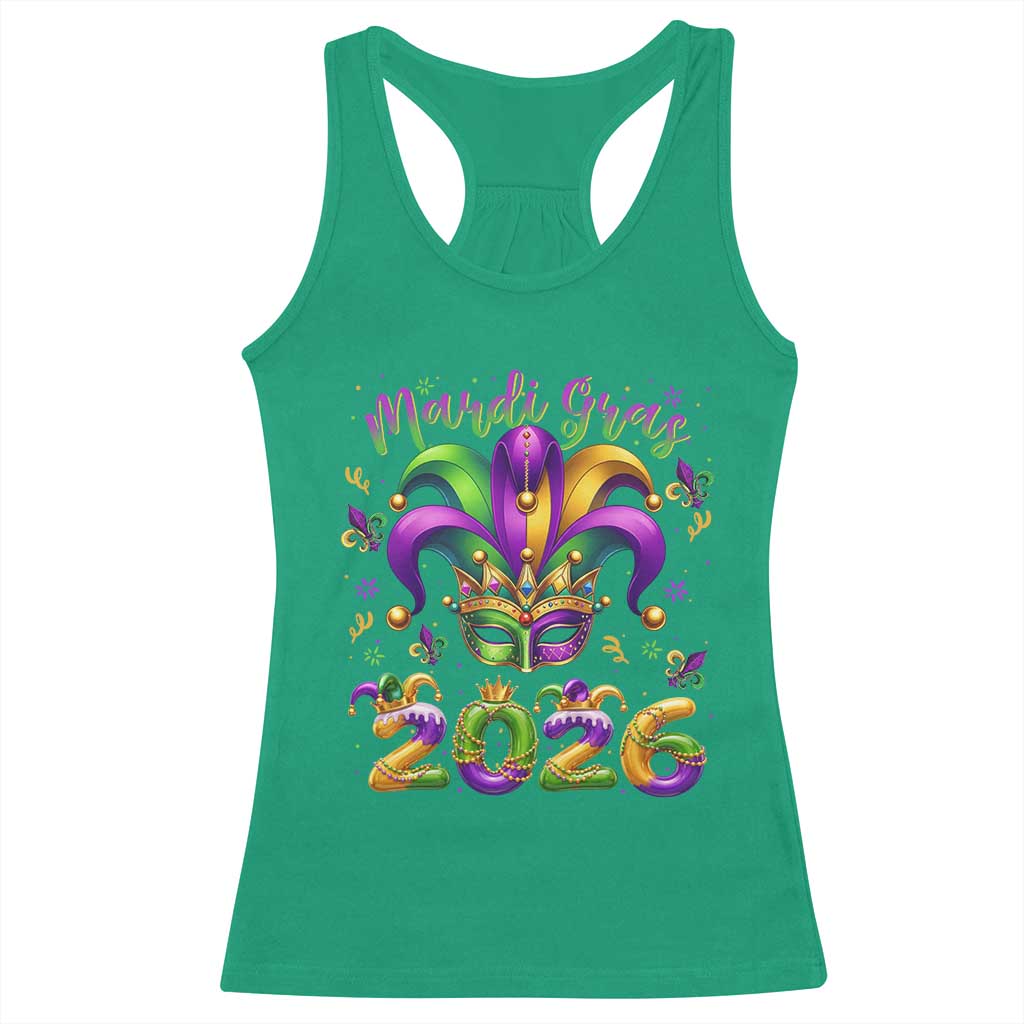Mardi Gras 2026 Racerback Tank Top Funny Jester Hat Carnival Fleur De Lis TS11 Irish Green Print Your Wear