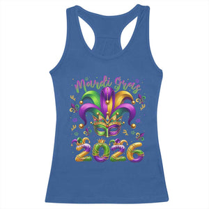 Mardi Gras 2026 Racerback Tank Top Funny Jester Hat Carnival Fleur De Lis TS11 Royal Blue Print Your Wear