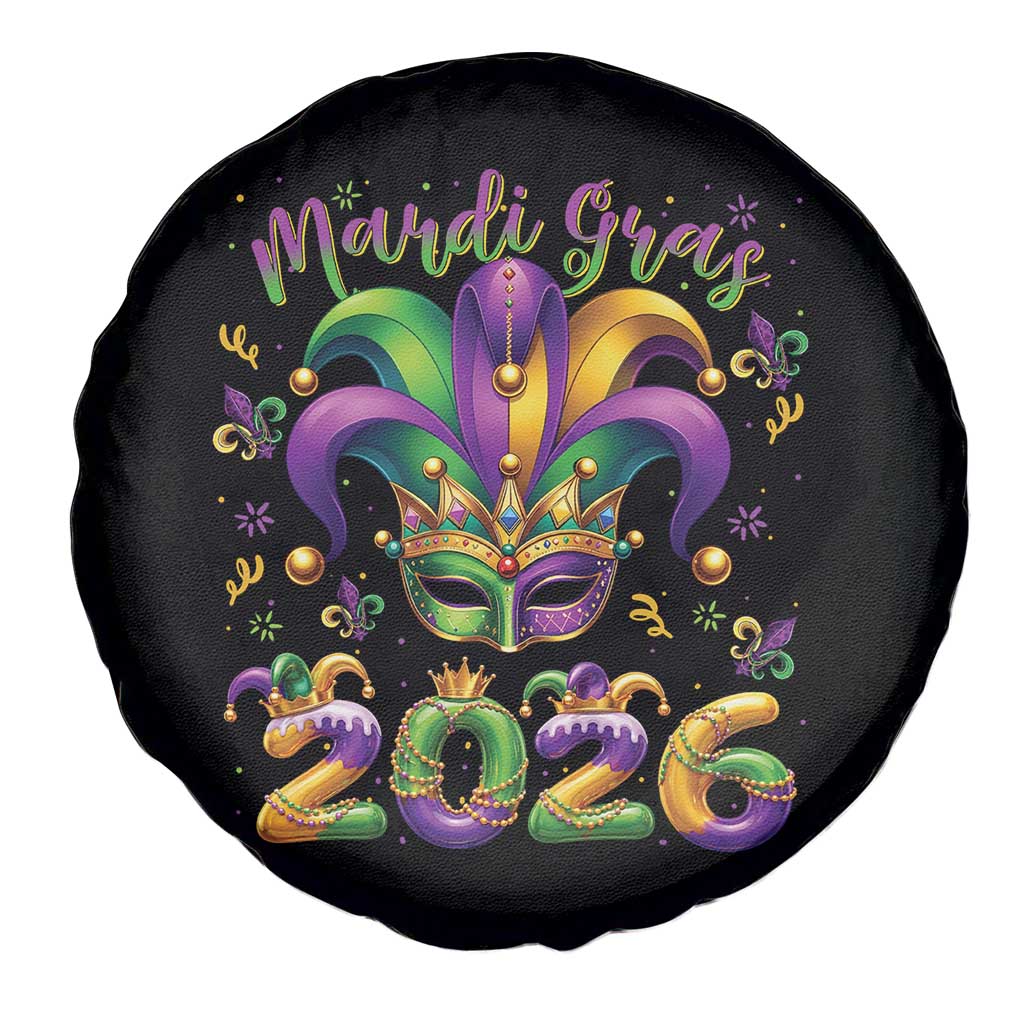 Mardi Gras 2026 Spare Tire Cover Funny Jester Hat Carnival Fleur De Lis TS11 Print Your Wear