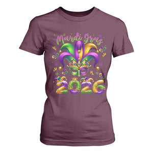 Mardi Gras 2026 T Shirt For Women Funny Jester Hat Carnival Fleur De Lis TS11 Maroon Print Your Wear