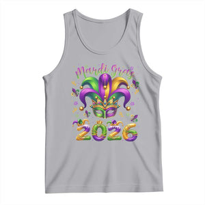 Mardi Gras 2026 Tank Top Funny Jester Hat Carnival Fleur De Lis TS11 Athletic Heather Print Your Wear
