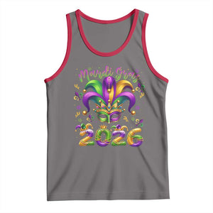 Mardi Gras 2026 Tank Top Funny Jester Hat Carnival Fleur De Lis TS11 Deep Heather Red Print Your Wear