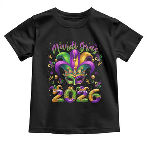 Mardi Gras 2026 Toddler T Shirt Funny Jester Hat Carnival Fleur De Lis TS11 Black Print Your Wear