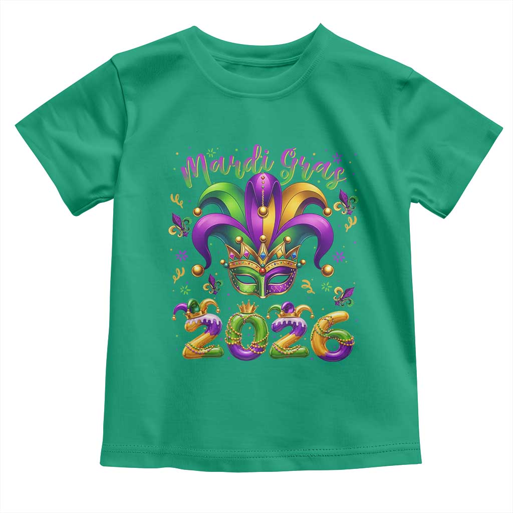 Mardi Gras 2026 Toddler T Shirt Funny Jester Hat Carnival Fleur De Lis TS11 Irish Green Print Your Wear