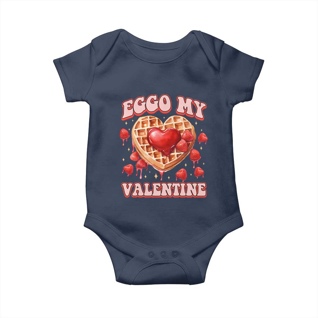 Eggo My Valentine Baby Onesie Funny Romantic Stranger Valentine's Day TS11 Navy Print Your Wear