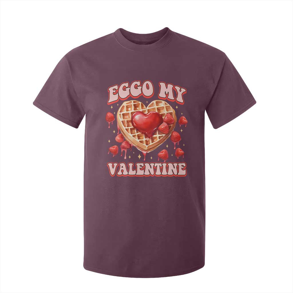 Eggo My Valentine T Shirt For Kid Funny Romantic Stranger Valentine's Day TS11 Maroon Print Your Wear