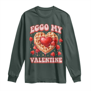 Eggo My Valentine Long Sleeve Shirt Funny Romantic Stranger Valentine's Day TS11 Dark Forest Green Print Your Wear