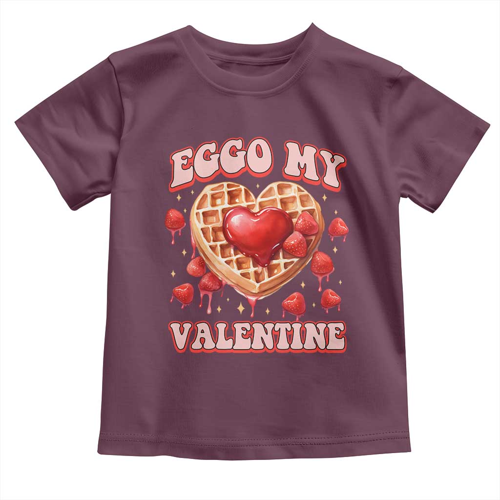 Eggo My Valentine Toddler T Shirt Funny Romantic Stranger Valentine's Day TS11 Maroon Print Your Wear