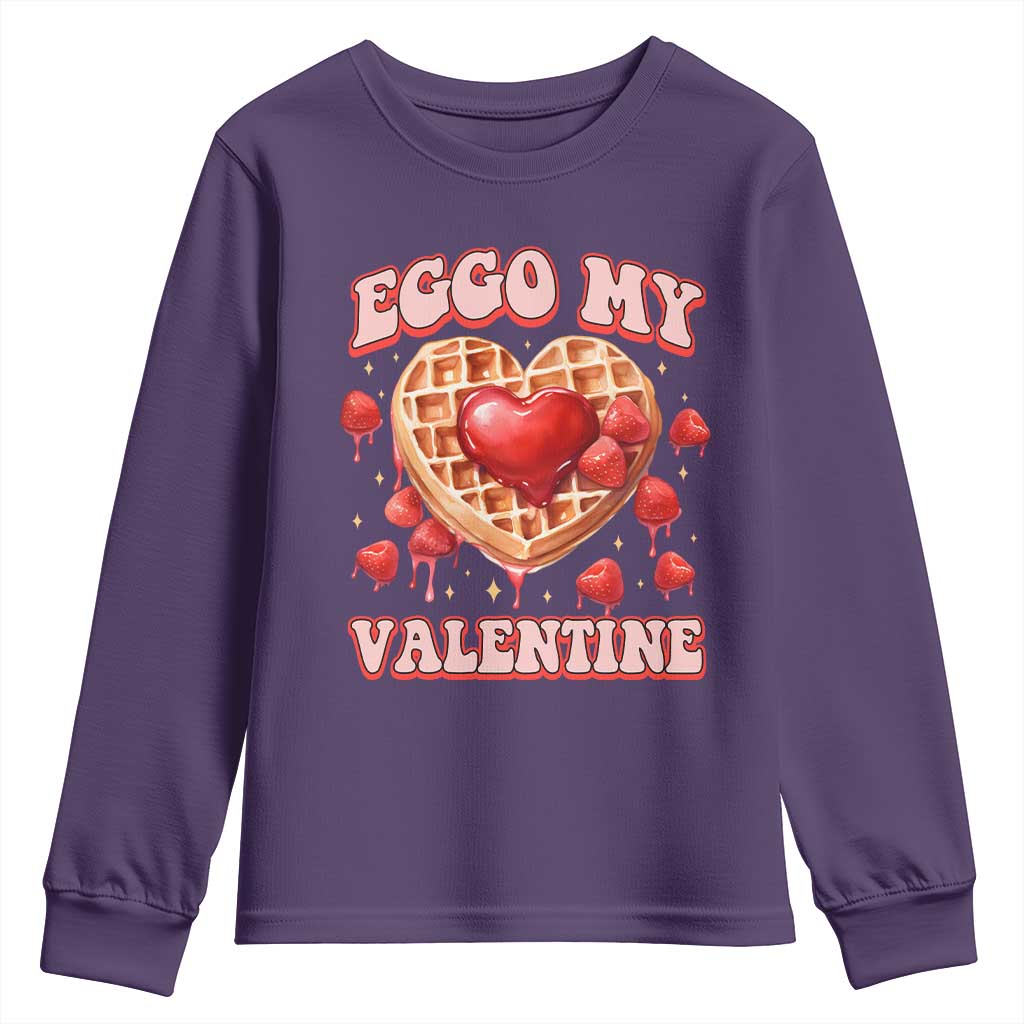 Eggo My Valentine Youth Sweatshirt Funny Romantic Stranger Valentine's Day TS11 Purple Print Your Wear