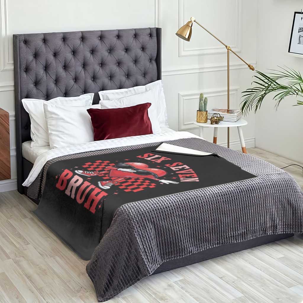 Funny Six Seven Bruh Valentines Day Throw Blanket Six Seven Dabbing Heart TS11 Print Your Wear