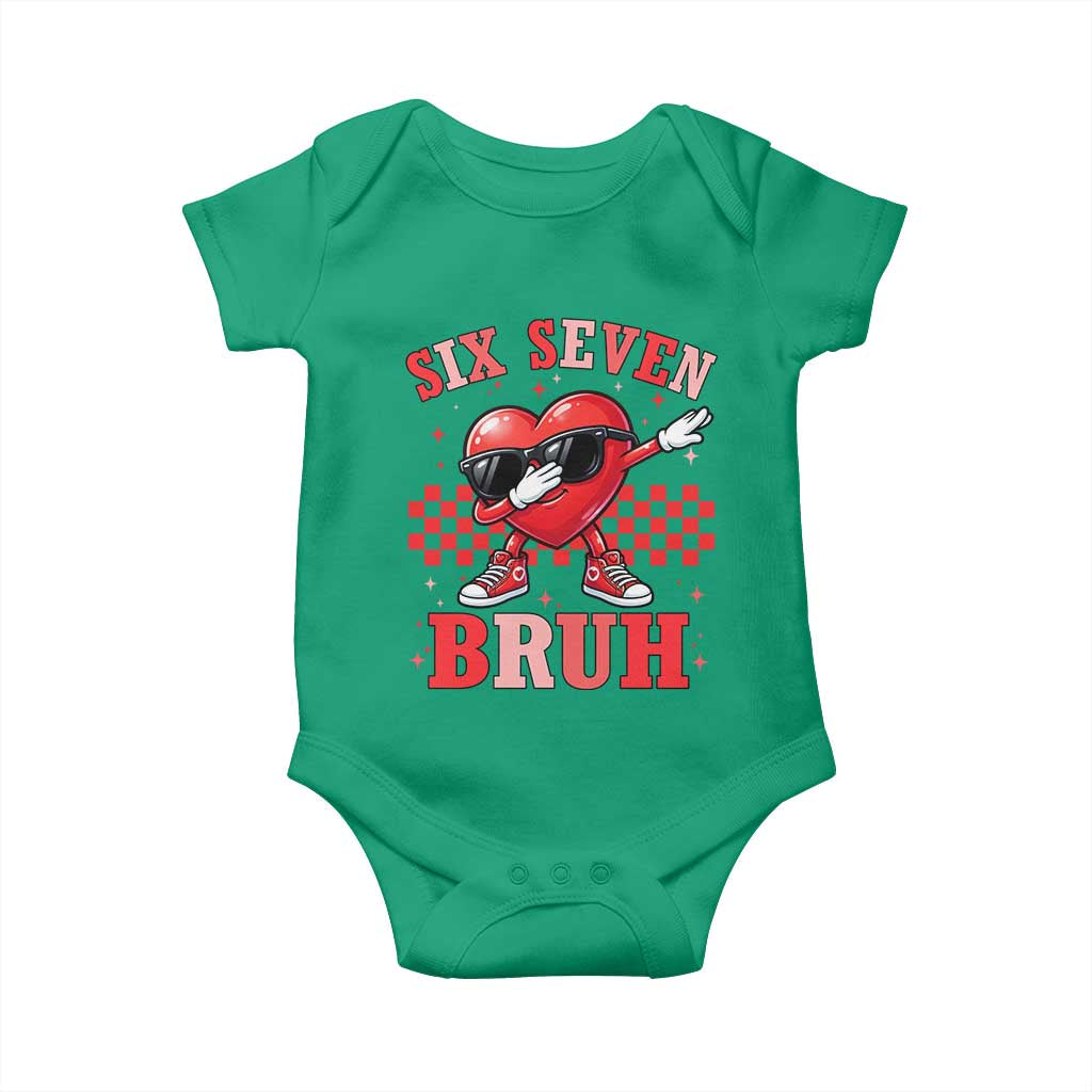 Funny Six Seven Bruh Valentines Day Baby Onesie Six Seven Dabbing Heart TS11 Irish Green Print Your Wear