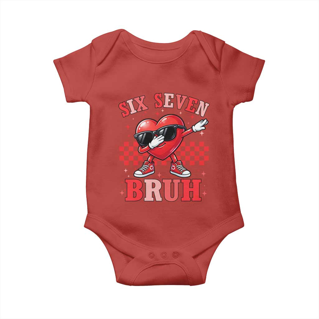 Funny Six Seven Bruh Valentines Day Baby Onesie Six Seven Dabbing Heart TS11 Red Print Your Wear