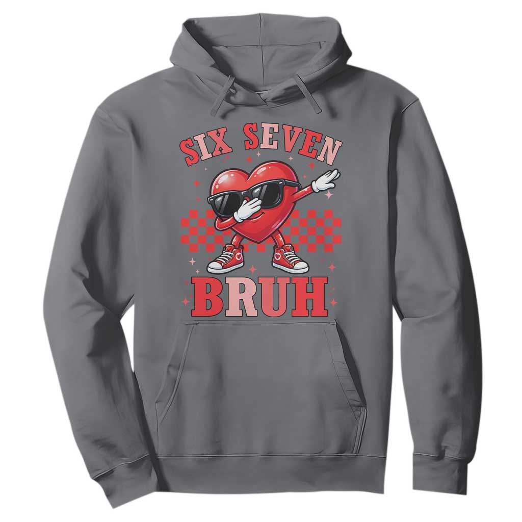 Funny Six Seven Bruh Valentines Day Hoodie Six Seven Dabbing Heart TS11 Charcoal Print Your Wear