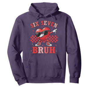 Funny Six Seven Bruh Valentines Day Hoodie Six Seven Dabbing Heart TS11 Purple Print Your Wear