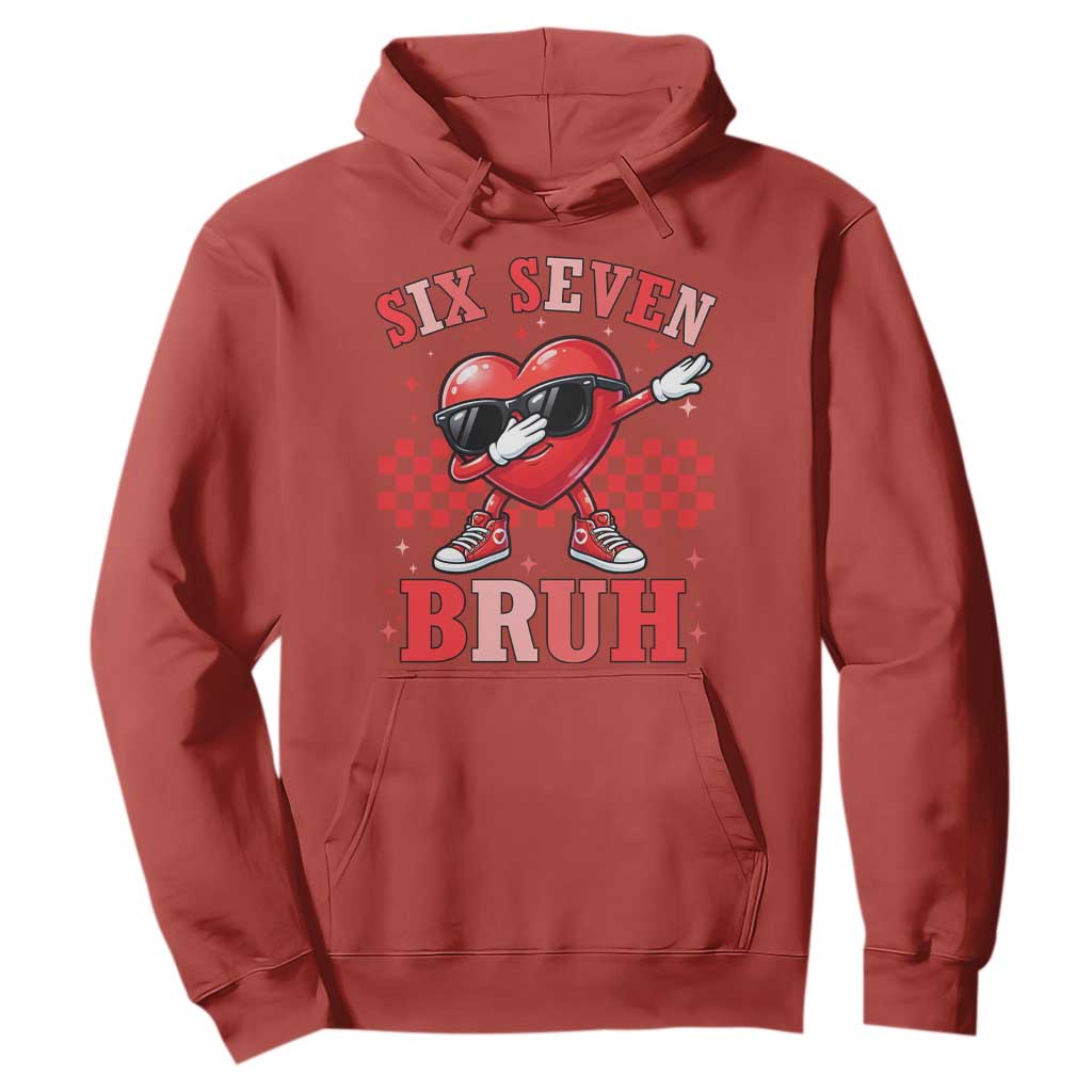 Funny Six Seven Bruh Valentines Day Hoodie Six Seven Dabbing Heart TS11 Red Print Your Wear