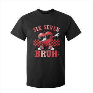 Funny Six Seven Bruh Valentines Day T Shirt For Kid Six Seven Dabbing Heart TS11 Black Print Your Wear