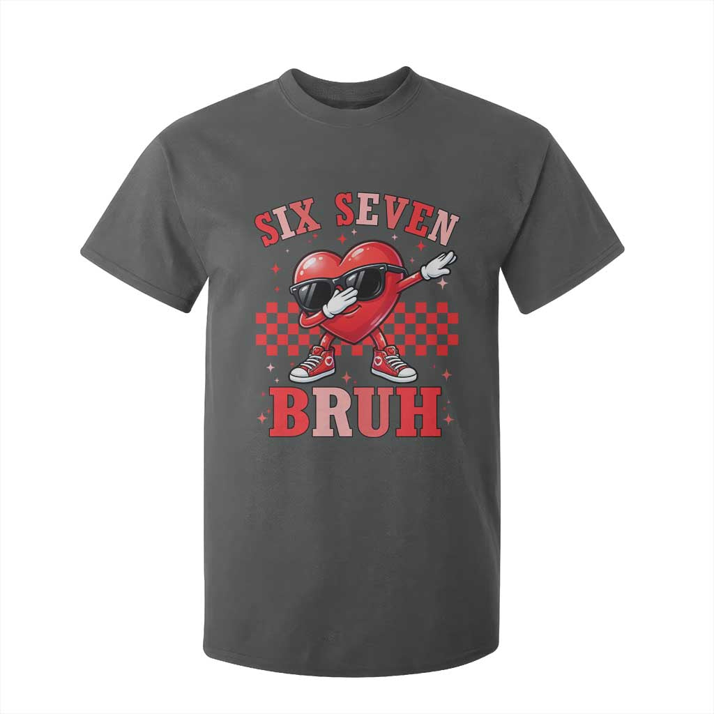 Funny Six Seven Bruh Valentines Day T Shirt For Kid Six Seven Dabbing Heart TS11 Dark Heather Print Your Wear