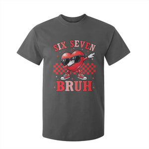 Funny Six Seven Bruh Valentines Day T Shirt For Kid Six Seven Dabbing Heart TS11 Dark Heather Print Your Wear