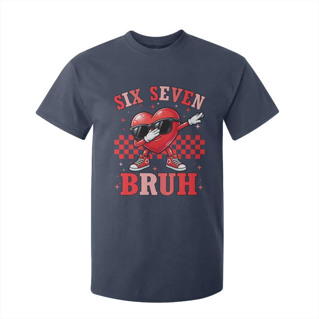 Funny Six Seven Bruh Valentines Day T Shirt For Kid Six Seven Dabbing Heart TS11 Navy Print Your Wear