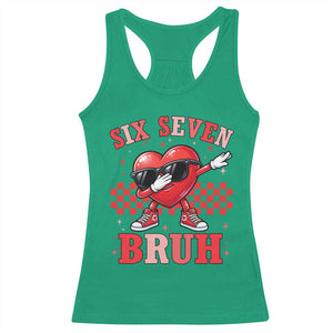 Funny Six Seven Bruh Valentines Day Racerback Tank Top Six Seven Dabbing Heart TS11 Irish Green Print Your Wear