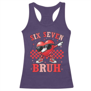 Funny Six Seven Bruh Valentines Day Racerback Tank Top Six Seven Dabbing Heart TS11 Purple Print Your Wear
