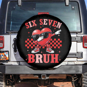 Funny Six Seven Bruh Valentines Day Spare Tire Cover Six Seven Dabbing Heart TS11 No hole Black Print Your Wear