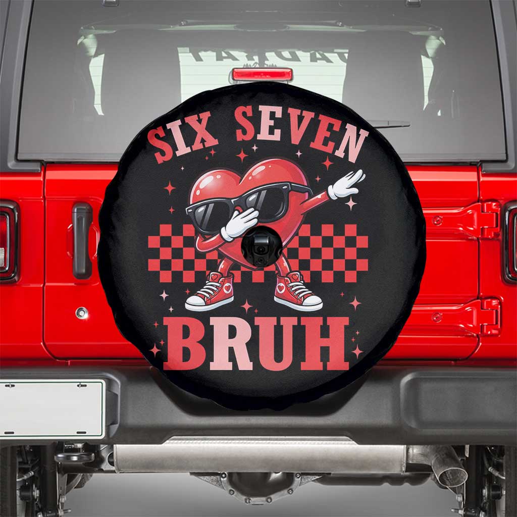 Funny Six Seven Bruh Valentines Day Spare Tire Cover Six Seven Dabbing Heart TS11 Black Print Your Wear
