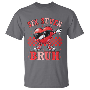 Funny Six Seven Bruh Valentines Day T Shirt Six Seven Dabbing Heart TS11 Charcoal Print Your Wear