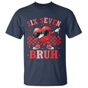 Funny Six Seven Bruh Valentines Day T Shirt Six Seven Dabbing Heart TS11 Navy Print Your Wear