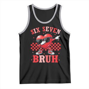 Funny Six Seven Bruh Valentines Day Tank Top Six Seven Dabbing Heart TS11 Black Athletic Heather Print Your Wear