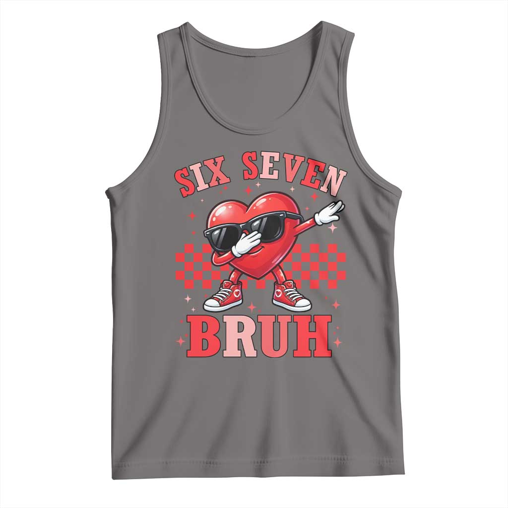 Funny Six Seven Bruh Valentines Day Tank Top Six Seven Dabbing Heart TS11 Deep Heather Print Your Wear
