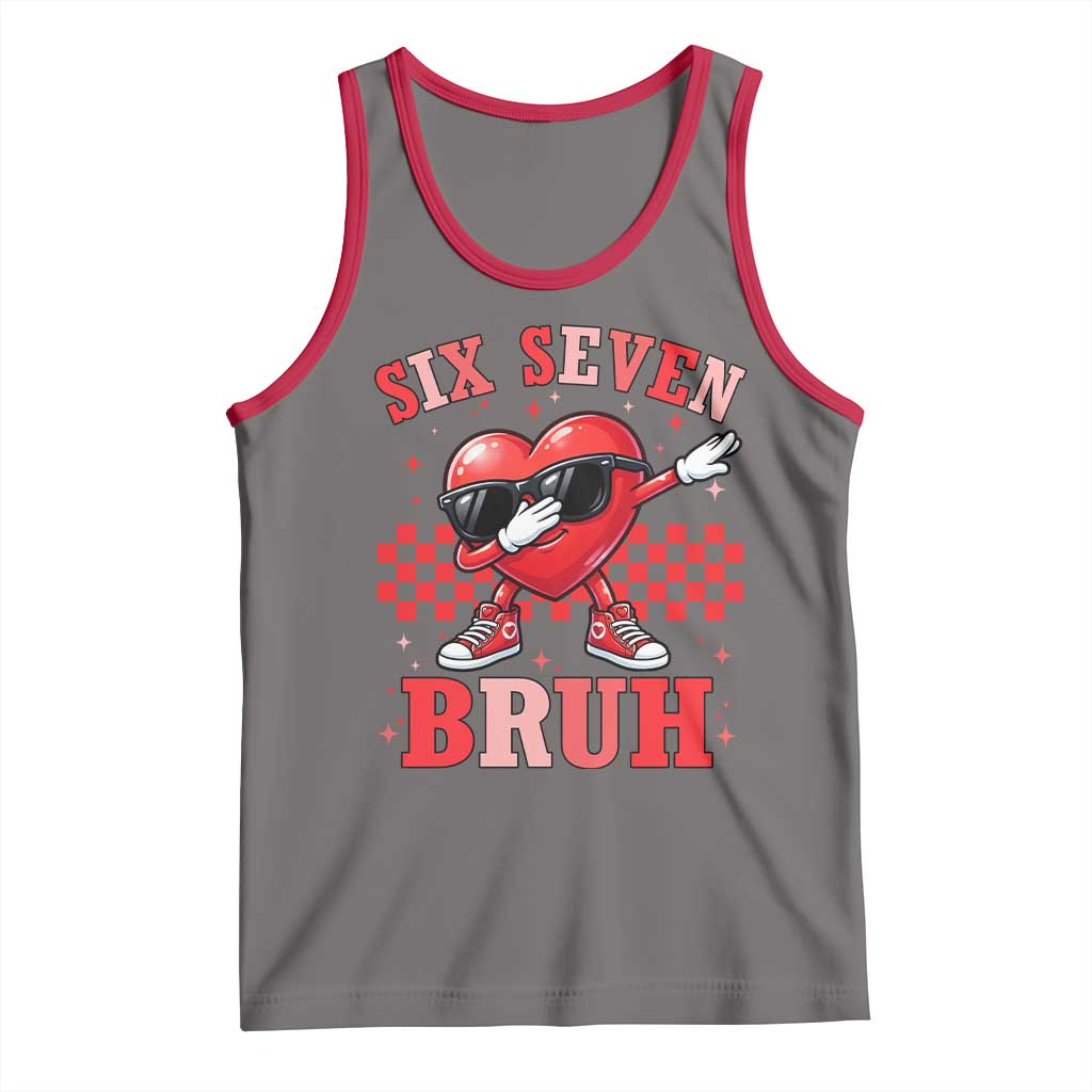 Funny Six Seven Bruh Valentines Day Tank Top Six Seven Dabbing Heart TS11 Deep Heather Red Print Your Wear