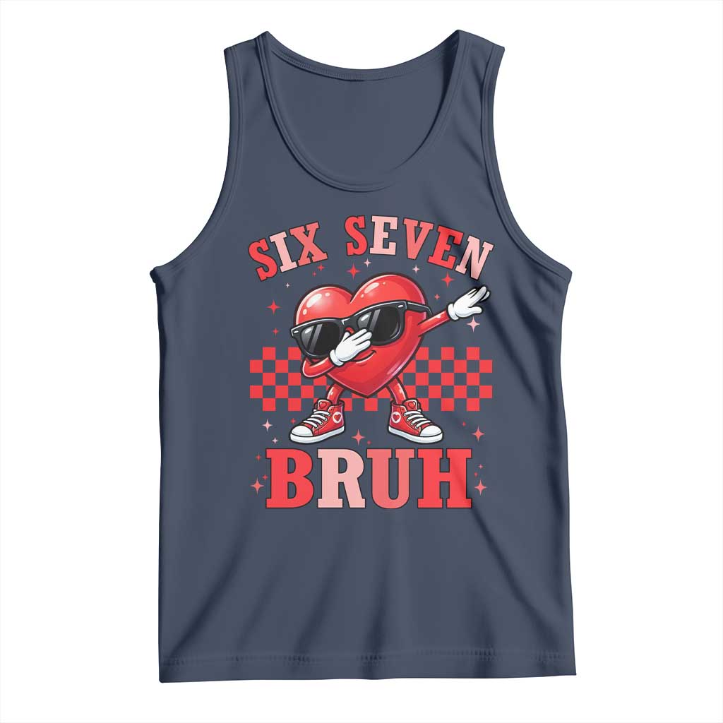 Funny Six Seven Bruh Valentines Day Tank Top Six Seven Dabbing Heart TS11 Navy Print Your Wear