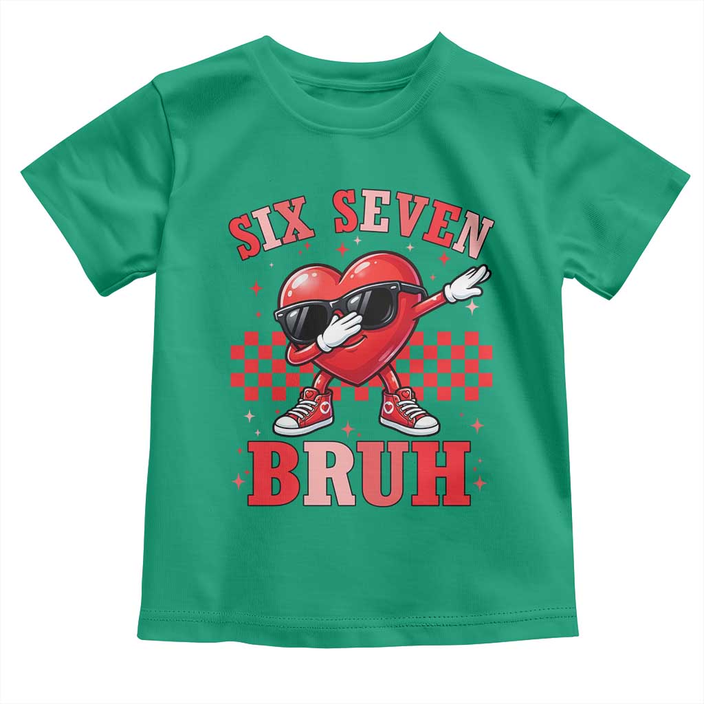 Funny Six Seven Bruh Valentines Day Toddler T Shirt Six Seven Dabbing Heart TS11 Irish Green Print Your Wear