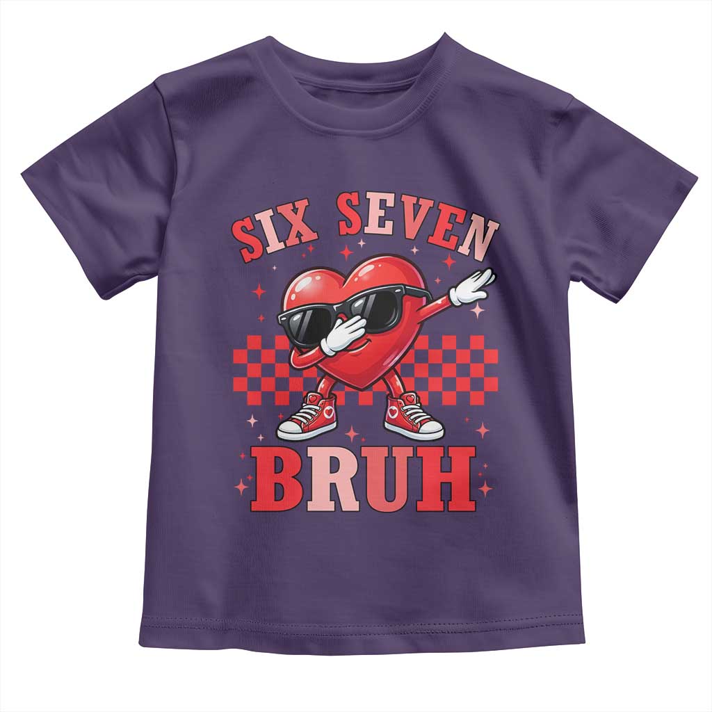 Funny Six Seven Bruh Valentines Day Toddler T Shirt Six Seven Dabbing Heart TS11 Purple Print Your Wear
