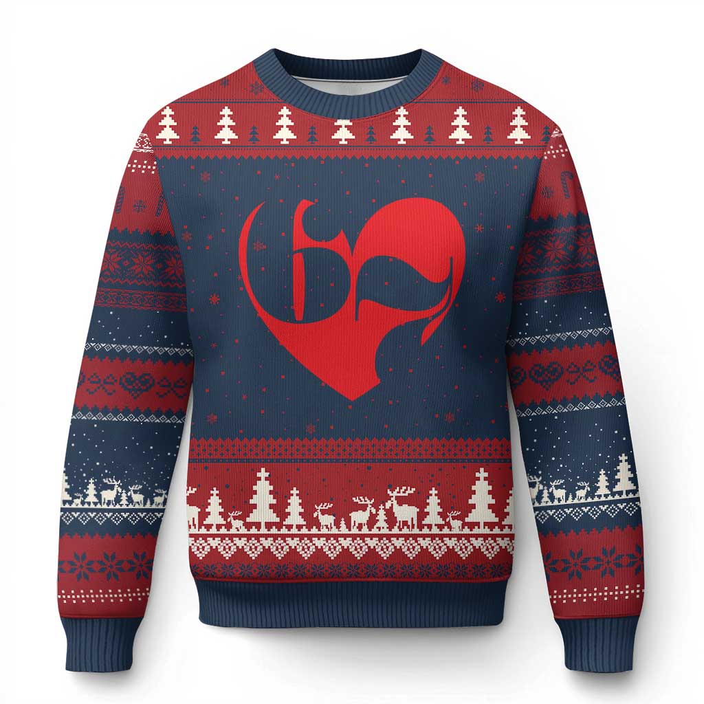 Funny Six Seven 67 Meme Valentines Day Red Heart Ugly Christmas Sweater TS11 Navy Red Print Your Wear