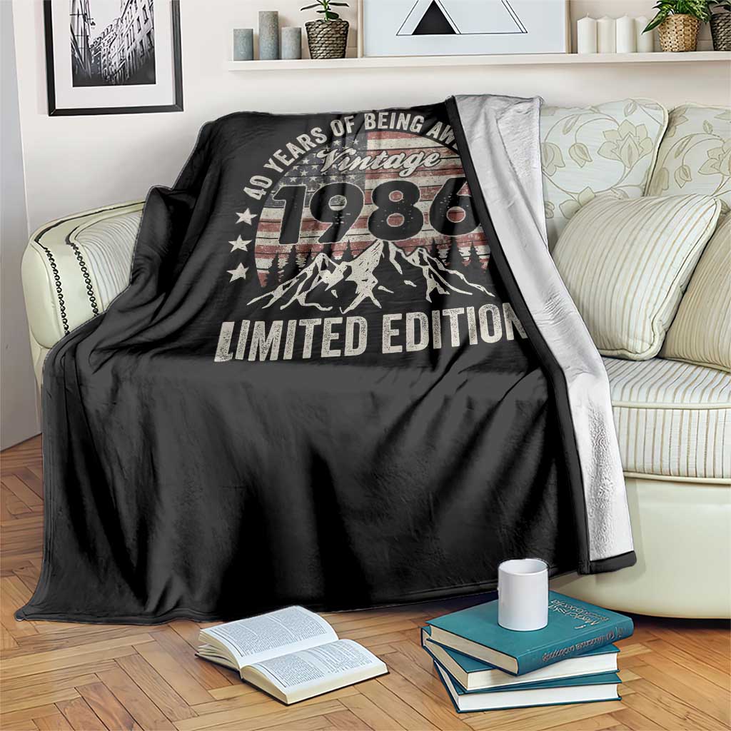 40th Birthday Made In 1986 Limited Edition Throw Blanket 40 Years Of Being Awesome American Flag TS11 Print Your Wear
