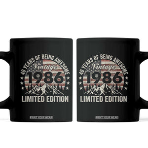 40th Birthday Made In 1986 Limited Edition Coffee Mug 40 Years Of Being Awesome American Flag TS11 Black Print Your Wear