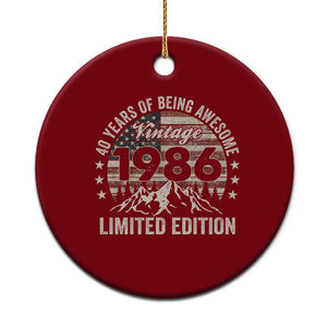 40th Birthday Made In 1986 Limited Edition Ceramic Ornament 40 Years Of Being Awesome American Flag TS11 1pc Red Print Your Wear