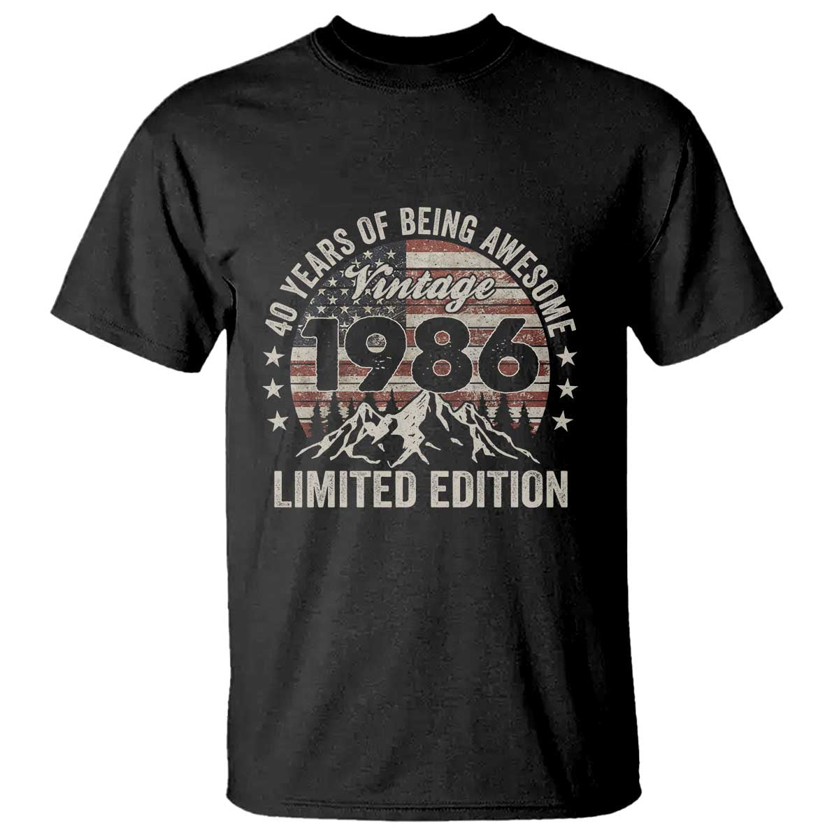 40th Birthday Made In 1986 Limited Edition T Shirt 40 Years Of Being Awesome American Flag TS11 Black Print Your Wear