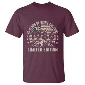 40th Birthday Made In 1986 Limited Edition T Shirt 40 Years Of Being Awesome American Flag TS11 Maroon Print Your Wear